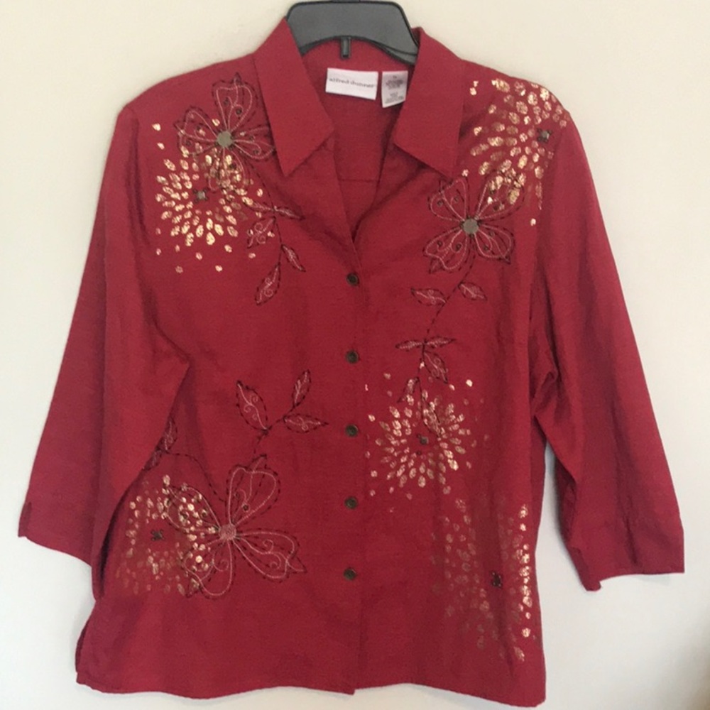 Beautiful Rust Color Jacket Style Blouse. Size 14 - image 1